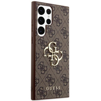 Guess GUHCS23L4GMGBR S23 Ultra S918 hnědé/hnědé pevné pouzdro 4G Big Metal Logo