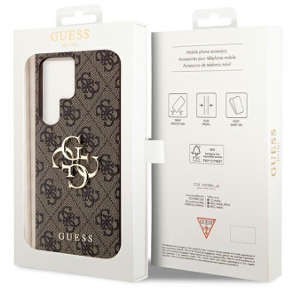 Guess GUHCS23L4GMGBR S23 Ultra S918 hnědé/hnědé pevné pouzdro 4G Big Metal Logo