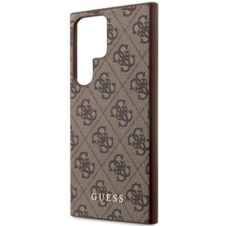 Guess GUHCS23LG4GFBR S23 Ultra S918 hnědé/hnědé pevné pouzdro 4G kovové zlaté logo