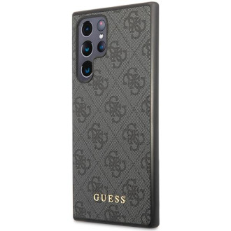 Guess GUHCS23LG4GFGR S23 Ultra S918 šedo/šedé pevné pouzdro 4G kovové zlaté logo