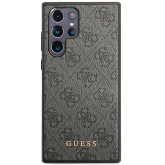 Guess GUHCS23LG4GFGR S23 Ultra S918 šedo/šedé pevné pouzdro 4G kovové zlaté logo