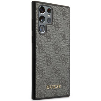 Guess GUHCS23LG4GFGR S23 Ultra S918 šedo/šedé pevné pouzdro 4G kovové zlaté logo