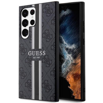 Guess GUHCS23LP4RPSK S23 Ultra S918 černo/černé pevné pouzdro 4G Printed Stripe