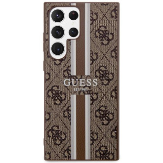 Guess GUHCS23LP4RPSW S23 Ultra S918 hnědé/hnědé pevné pouzdro 4G Printed Stripe