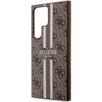 Guess GUHCS23LP4RPSW S23 Ultra S918 hnědé/hnědé pevné pouzdro 4G Printed Stripe