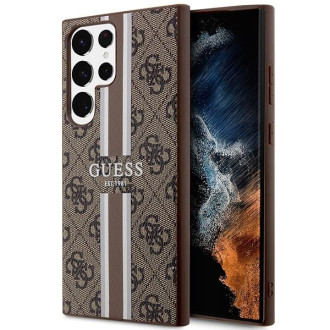 Guess GUHCS23LP4RPSW S23 Ultra S918 hnědé/hnědé pevné pouzdro 4G Printed Stripe