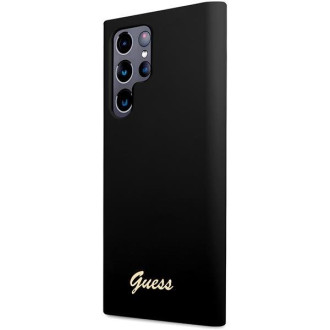 Guess GUHCS23LSLSMK S23 Ultra S918 černo/černé pevné pouzdro silikonové Vintage zlaté logo