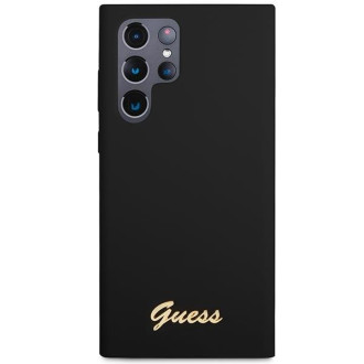 Guess GUHCS23LSLSMK S23 Ultra S918 černo/černé pevné pouzdro silikonové Vintage zlaté logo
