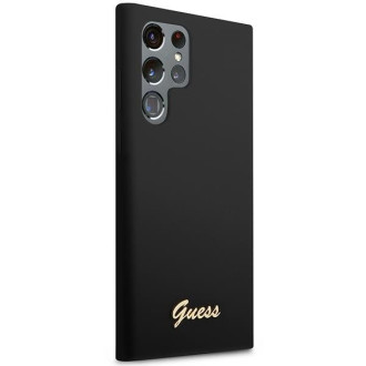 Guess GUHCS23LSLSMK S23 Ultra S918 černo/černé pevné pouzdro silikonové Vintage zlaté logo