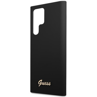 Guess GUHCS23LSLSMK S23 Ultra S918 černo/černé pevné pouzdro silikonové Vintage zlaté logo