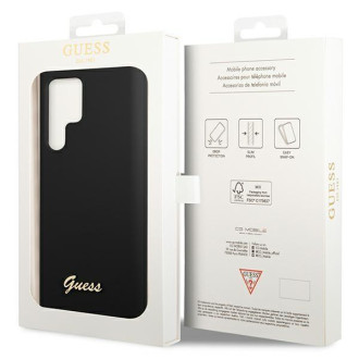 Guess GUHCS23LSLSMK S23 Ultra S918 černo/černé pevné pouzdro silikonové Vintage zlaté logo