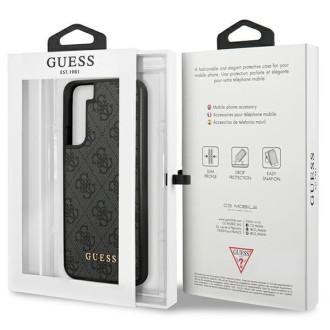Guess GUHCS23MG4GFGR S23+ S916 šedo/šedé pevné pouzdro 4G kovové zlaté logo