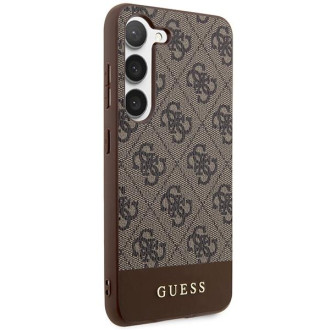 Guess GUHCS23MG4GLBR S23+ S916 hnědé/hnědé pevné pouzdro 4G Stripe Collection