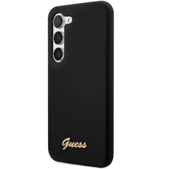 Guess GUHCS23MSLSMK S23+ S916 černo/černé pevné pouzdro silikonové Vintage zlaté logo