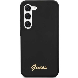 Guess GUHCS23MSLSMK S23+ S916 černo/černé pevné pouzdro silikonové Vintage zlaté logo