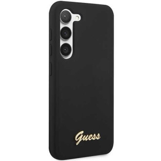 Guess GUHCS23MSLSMK S23+ S916 černo/černé pevné pouzdro silikonové Vintage zlaté logo