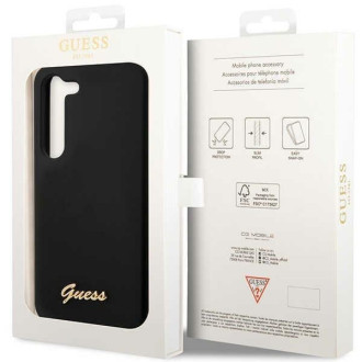 Guess GUHCS23MSLSMK S23+ S916 černo/černé pevné pouzdro silikonové Vintage zlaté logo