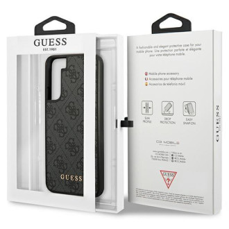 Guess GUHCS23SG4GFGR S23 S911 šedo/šedé pevné pouzdro 4G kovové zlaté logo