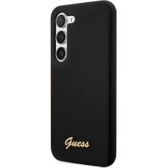 Guess GUHCS23SSLSMK S23 S911 černo/černé pevné pouzdro silikonové Vintage zlaté logo