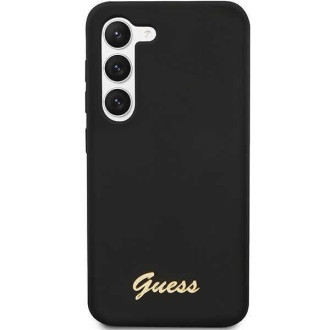 Guess GUHCS23SSLSMK S23 S911 černo/černé pevné pouzdro silikonové Vintage zlaté logo