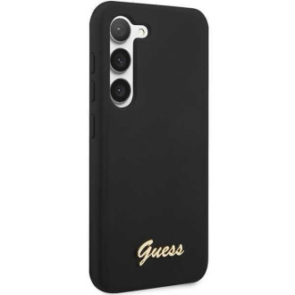 Guess GUHCS23SSLSMK S23 S911 černo/černé pevné pouzdro silikonové Vintage zlaté logo