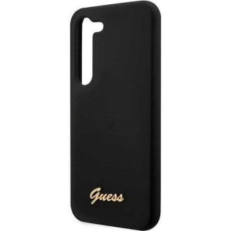 Guess GUHCS23SSLSMK S23 S911 černo/černé pevné pouzdro silikonové Vintage zlaté logo