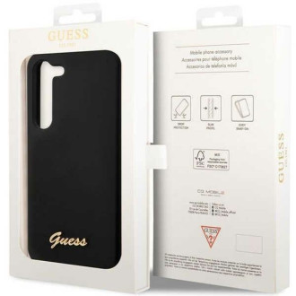 Guess GUHCS23SSLSMK S23 S911 černo/černé pevné pouzdro silikonové Vintage zlaté logo