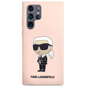 Karl Lagerfeld KLHCS23LSNIKBCP Sam S23 S918 Ultra pevné pouzdro růžové/růžové silikonový Ikonik
