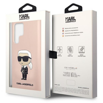 Karl Lagerfeld KLHCS23LSNIKBCP Sam S23 S918 Ultra pevné pouzdro růžové/růžové silikonový Ikonik