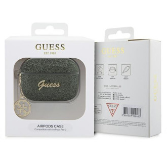 Guess GUAP2GLGSHA kryt AirPods Pro 2 zelený/kaki Glitter Flake 4G Charm