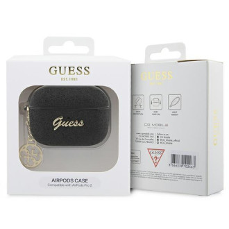 Guess GUAP2GLGSHK kryt AirPods Pro 2 černo/černý Glitter Flake 4G Charm