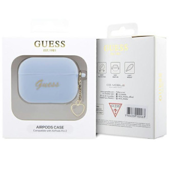 Guess GUAP2LSCHSB kryt AirPods Pro 2 modrý/modrý Silicone Charm Heart Collection