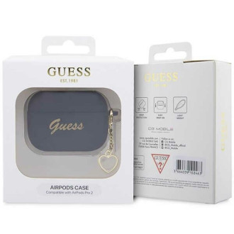 Guess GUAP2LSCHSK kryt AirPods Pro 2 černo/černý Silicone Charm Heart Collection