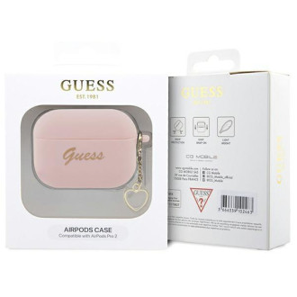 Guess GUAP2LSCHSP kryt AirPods Pro 2 růžový/růžový Silicone Charm Heart Collection