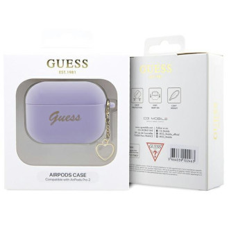 Guess GUAP2LSCHSU kryt AirPods Pro 2 fialový/fialový Silicone Charm Heart Collection