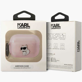 Karl Lagerfeld KLAP2HNCHTCP kryt Airpods Pro 2 růžový/růžový Ikonik Choupette