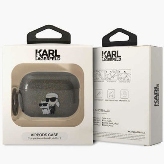 Karl Lagerfeld KLAP2HNKCTGK kryt Airpods Pro 2 černo/černý Glitr Karl&amp;Choupette
