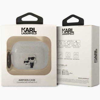 Karl Lagerfeld KLAP2HNKCTGT kryt Airpods Pro 2 transparentní Glitr Karl&amp;Choupette