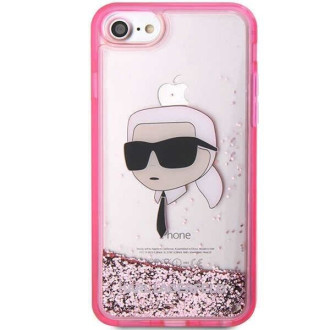 Karl Lagerfeld KLHCI8LNKHCP iPhone 7/8/ SE 2020/2022 růžové/růžové pevné pouzdro Glitter Karl Head