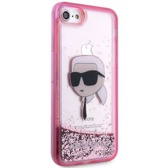 Karl Lagerfeld KLHCI8LNKHCP iPhone 7/8/ SE 2020/2022 růžové/růžové pevné pouzdro Glitter Karl Head