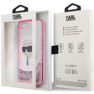 Karl Lagerfeld KLHCI8LNKHCP iPhone 7/8/ SE 2020/2022 růžové/růžové pevné pouzdro Glitter Karl Head