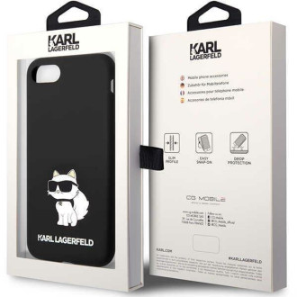 Karl Lagerfeld KLHCI8SNCHBCK iPhone 7/8/ SE 2020/2022 pevné pouzdro černá/černá silikonová chupette