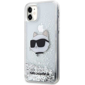 Karl Lagerfeld KLHCN61LNCHCS iPhone 11/ XR stříbrný/stříbrný pevný obal Glitter Choupette Head