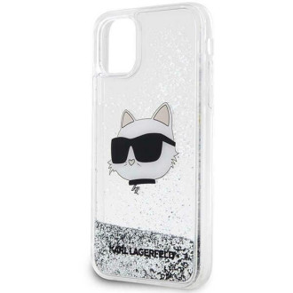Karl Lagerfeld KLHCN61LNCHCS iPhone 11/ XR stříbrný/stříbrný pevný obal Glitter Choupette Head