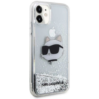 Karl Lagerfeld KLHCN61LNCHCS iPhone 11/ XR stříbrný/stříbrný pevný obal Glitter Choupette Head