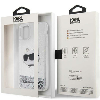 Karl Lagerfeld KLHCN61LNCHCS iPhone 11/ XR stříbrný/stříbrný pevný obal Glitter Choupette Head