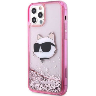 Karl Lagerfeld KLHCP12MLNCHCP iPhone 12/12 Pro 6,1&quot; růžové/růžové pevné pouzdro Glitter Choupette Head