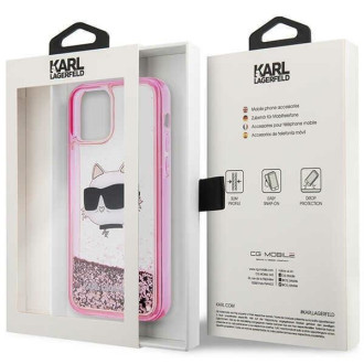 Karl Lagerfeld KLHCP12MLNCHCP iPhone 12/12 Pro 6,1&quot; růžové/růžové pevné pouzdro Glitter Choupette Head