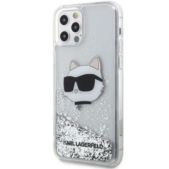 Karl Lagerfeld KLHCP12MLNHCCS iPhone 12/ 12 Pro 6,1&quot; stříbrný/stříbrný pevný obal Glitter Choupette Head