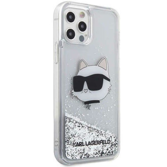 Karl Lagerfeld KLHCP12MLNHCCS iPhone 12/ 12 Pro 6,1&quot; stříbrný/stříbrný pevný obal Glitter Choupette Head